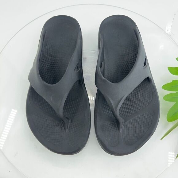 Oofos Men's OOlala Sandal Size 11 Recovery Sport Slide Thong Black - Picture 2 of 14